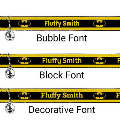 Show full view: Buckle-Down DC Comics Batman Logo Stripe Personalized Breakaway Cat Collar with Bell slide 2 of 3