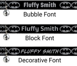 Buckle-Down DC Comics Batman Shield Personalized Breakaway Cat Collar with Bell slide 2 of 2