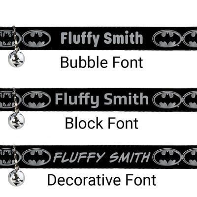 Show full view: Buckle-Down DC Comics Batman Shield Personalized Breakaway Cat Collar with Bell slide 2 of 3