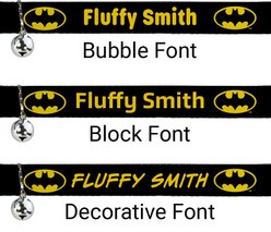 Buckle-Down DC Comics Batman Shield Personalized Breakaway Cat Collar with Bell slide 2 of 2