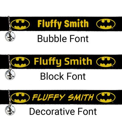 Show full view: Buckle-Down DC Comics Batman Shield Personalized Breakaway Cat Collar with Bell slide 2 of 3