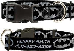 Buckle-Down DC Comics Batman Shield Personalized Dog Collar, Large