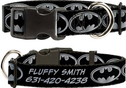Buckle-Down DC Comics Batman Shield Personalized Dog Collar, Small