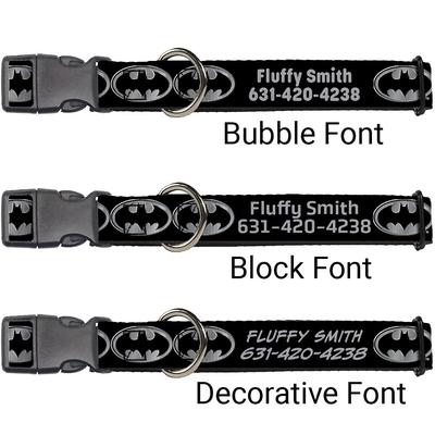 Show full view: Buckle-Down DC Comics Batman Shield Personalized Dog Collar, Small slide 3 of 9