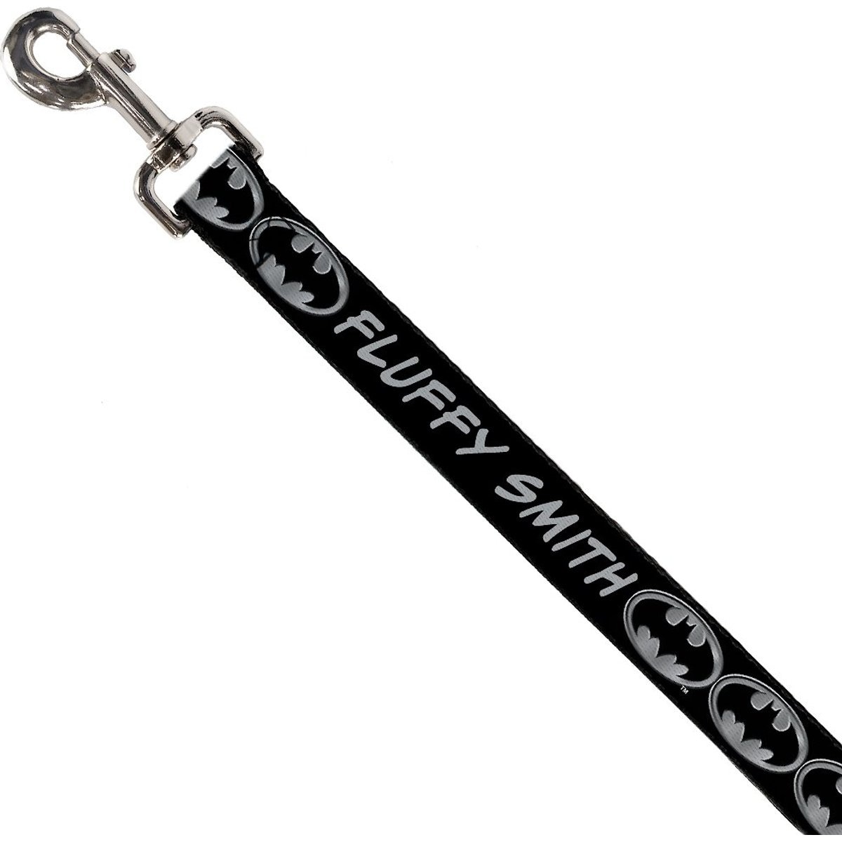 Buckle-Down DC Comics Batman Shield Personalized Dog Leash, Black & Silver