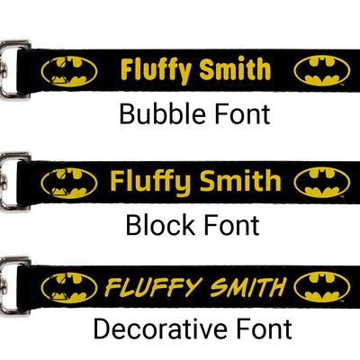 Show full view: Buckle-Down DC Comics Batman Shield Personalized Dog Leash, Black & Yellow slide 2 of 2