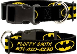 Buckle-Down DC Comics Batman Shield Polyester Personalized Dog Collar, Large