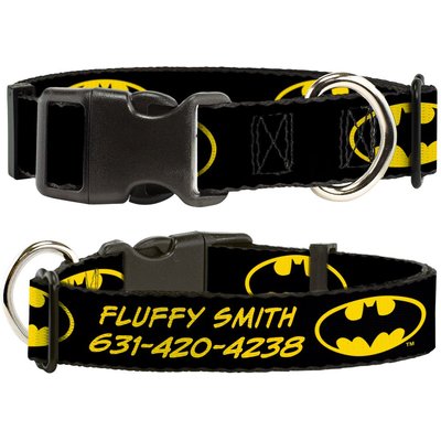 Buckle-Down Buckle-Down DC Comics Batman Shield Polyester Personalized Dog Collar, Large
