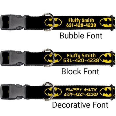 Show full view: Buckle-Down DC Comics Batman Shield Polyester Personalized Dog Collar, Large slide 2 of 7