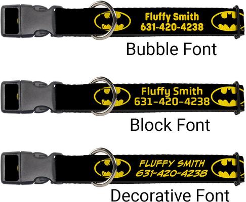 Show full view: Buckle-Down DC Comics Batman Shield Polyester Personalized Dog Collar, Medium slide 2 of 7
