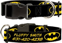 Buckle-Down DC Comics Batman Shield Polyester Personalized Dog Collar, Small