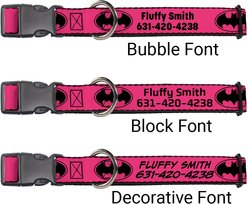 Buckle-Down DC Comics Batman Signal Personalized Dog Collar, Fuchsia & Black, Large slide 2 of 7