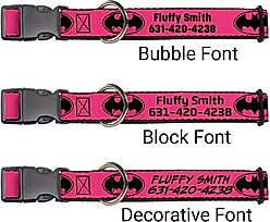Buckle-Down DC Comics Batman Signal Personalized Dog Collar, Fuchsia & Black, Small slide 2 of 7