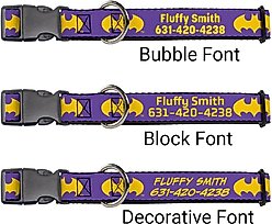 Buckle-Down DC Comics Batman Signal Personalized Dog Collar, Purple & Yellow, Large slide 2 of 7