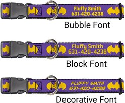 Buckle-Down DC Comics Batman Signal Personalized Dog Collar, Purple & Yellow, Medium slide 2 of 7