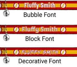 Buckle-Down DC Comics Flash Logo/Stripe Personalized Breakaway Cat Collar with Bell slide 2 of 2