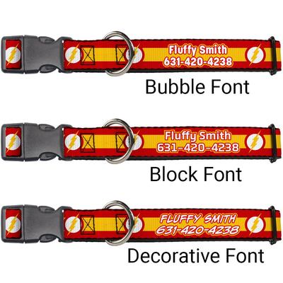 Show full view: Buckle-Down DC Comics Flash Logo/Stripe Polyester Personalized Dog Collar, Large slide 2 of 7
