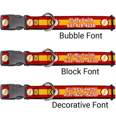 Show full view: Buckle-Down DC Comics Flash Logo/Stripe Polyester Personalized Dog Collar, Medium slide 2 of 7