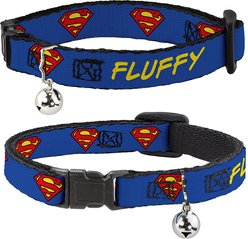 Buckle-Down DC Comics Superman Shield Personalized Breakaway Cat Collar with Bell