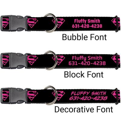 Show full view: Buckle-Down DC Comics Superman Shield Personalized Dog Collar, Large slide 2 of 7