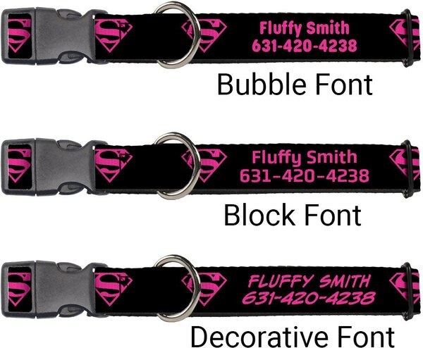BUCKLE-DOWN DC Comics Superman Shield Personalized Dog Collar, Medium ...