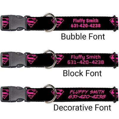 Show full view: Buckle-Down DC Comics Superman Shield Personalized Dog Collar, Medium slide 2 of 7