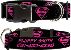Buckle-Down DC Comics Superman Shield Personalized Dog Collar, Small