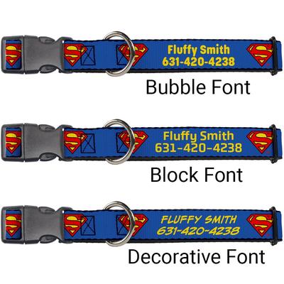 Show full view: Buckle-Down DC Comics Superman Shield Polyester Personalized Dog Collar, Small slide 2 of 7