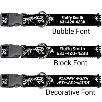 Show full view: Buckle-Down DC Comics Superman Shield Splatter Personalized Dog Collar, Medium slide 2 of 8