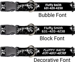 Buckle-Down DC Comics Superman Shield Splatter Personalized Dog Collar, Small slide 2 of 7