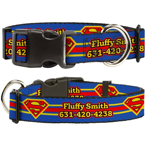 Buckle-Down DC Comics Superman Shield Personalized Dog Collar