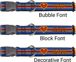 Buckle-Down DC Comics Superman Shield Stripe Personalized Dog Collar, Medium slide 2 of 7