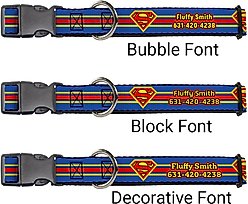Buckle-Down DC Comics Superman Shield Stripe Personalized Dog Collar, Small slide 2 of 7