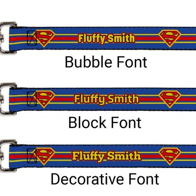 Show full view: Buckle-Down DC Comics Superman Shield Stripe Personalized Dog Leash slide 2 of 2