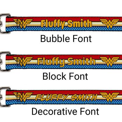 Show full view: Buckle-Down DC Comics Wonder Woman Logo Stripe/Stars Personalized Dog Leash slide 2 of 2