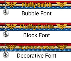 Buckle-Down DC Comics Wonder Woman Personalized Breakaway Cat Collar with Bell slide 2 of 2