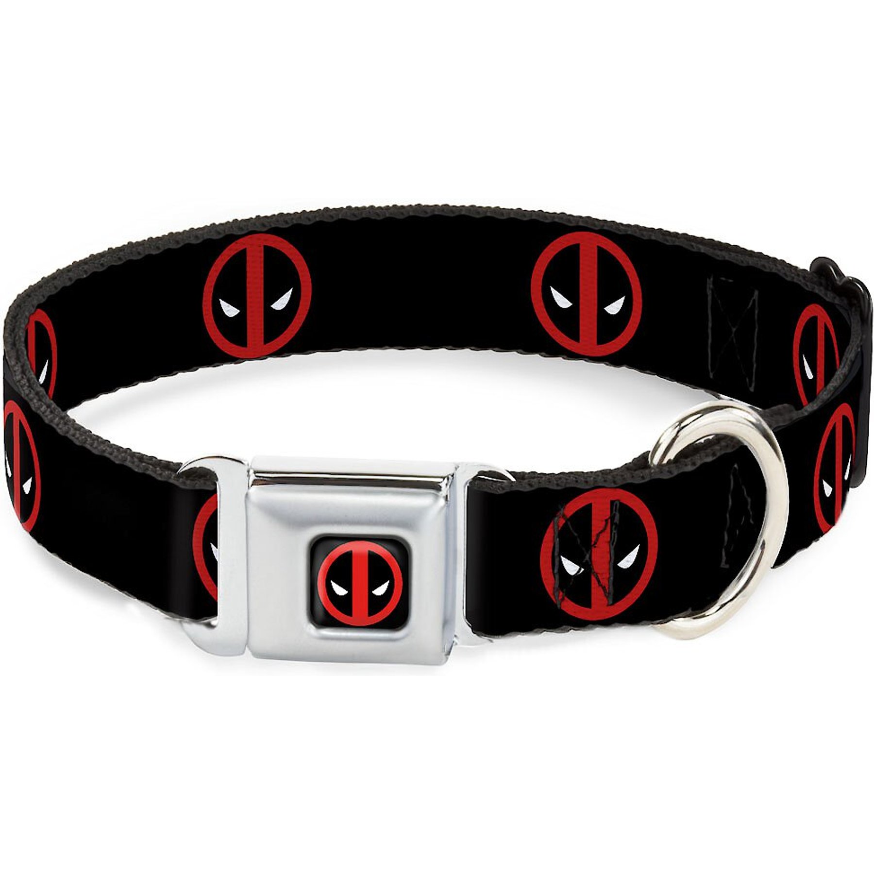 Buckle-Down Deadpool Logo Dog Collar, Wide-Large