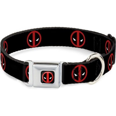 Buckle-Down Buckle-Down Deadpool Logo Dog Collar, Wide-Large