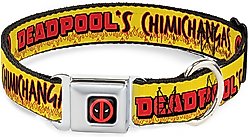 Buckle-Down Deadpool's Chimichanga Flames Polyester Dog Collar, Medium: 11 to 16.5-in neck, 1-in wide