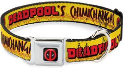 Buckle-Down Deadpool's Chimichanga Flames Polyester Dog Collar, Medium Wide: 16 to 23-in neck, 1.5-in wide