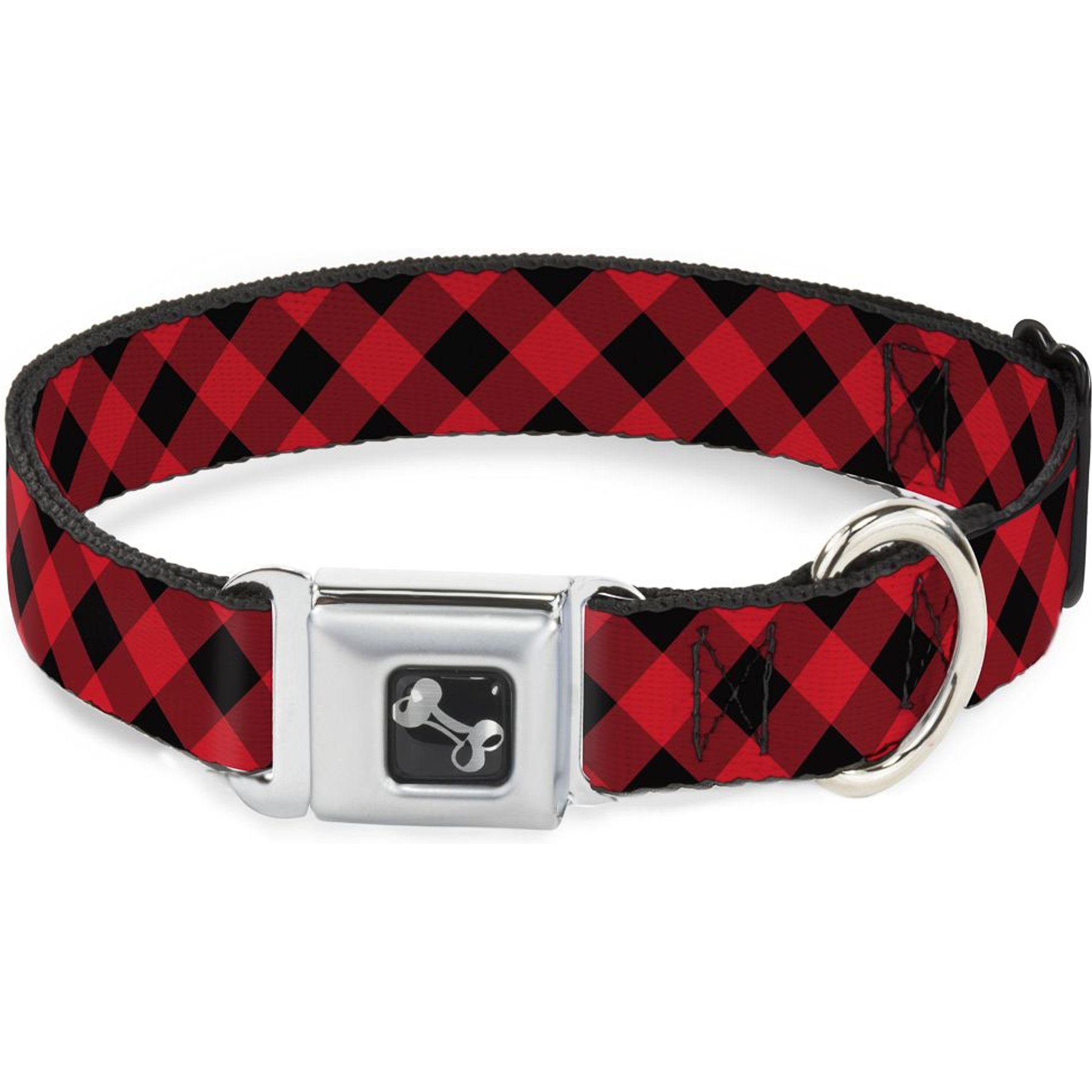 Buckle-Down Diagonal Buffalo Plaid Dog Collar, Wide-Large