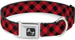 Buckle-Down Diagonal Buffalo Plaid Dog Collar, Wide-Medium