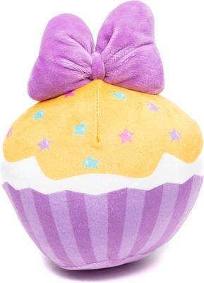 Show full view: Buckle-Down Disney Daisy Duck Script Cupcake with Pink Bow Squeaky Plush Dog Toy, Purple slide 4 of 5