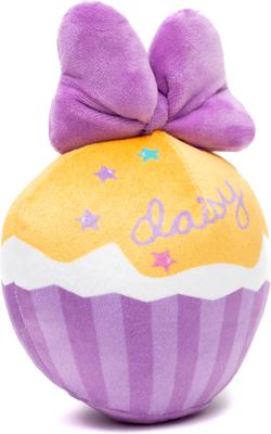 Show full view: Buckle-Down Disney Daisy Duck Script Cupcake with Pink Bow Squeaky Plush Dog Toy, Purple slide 3 of 5
