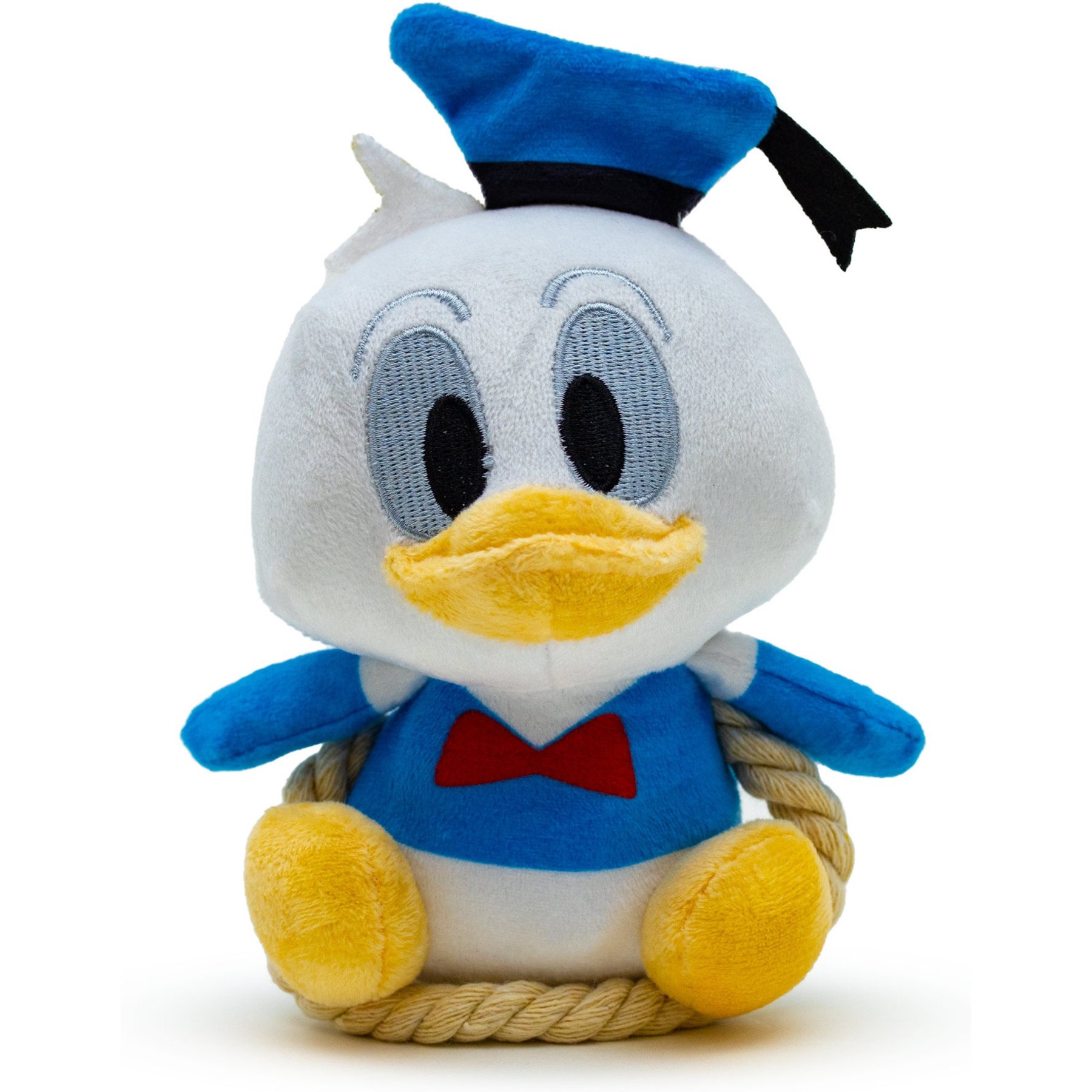 Buckle-Down Disney Disney Donald Duck Chibi Sitting with Rope Squeaky Plush Dog Toy, Blue