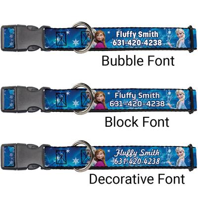 Show full view: Buckle-Down Disney Frozen Anna & Elsa Poses & Castle & Mountains Polyester Personalized Dog Collar, Small slide 3 of 9