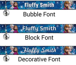 Buckle-Down Disney Frozen Anna & Elsa Poses/Castle & Mountains Personalized Breakaway Cat Collar with Bell slide 2 of 2