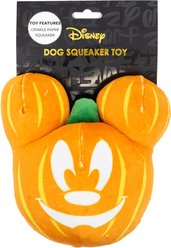 Buckle-Down Disney Halloween Mickey Mouse Pumpkin Face Squeaky Plush Dog Toy, Orange slide 2 of 4