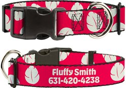 Buckle-Down Disney Lilo & Stitch Bounding Lilo Dress Leaves Polyester Personalized Dog Collar, Medium
