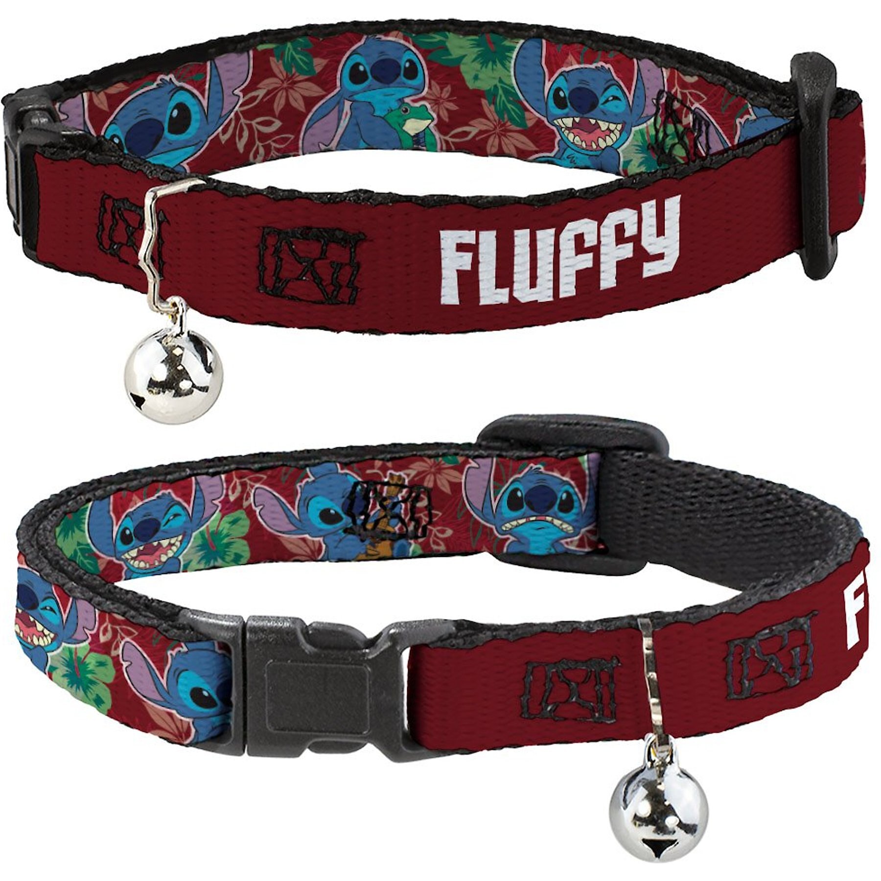 Buckle-Down Disney Lilo & Stitch Expressions Tropical Flora Personalized Breakaway Cat Collar with Bell